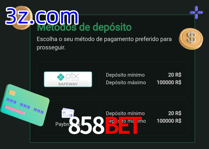 O cassino 858Bet oferece uma grande variedade de métodos de pagamento